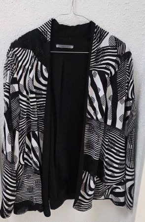 schicke Abendjacke Jersey Grösse 42 schwarz weiss