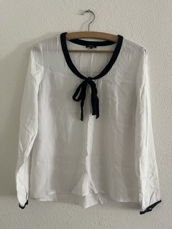 Jones Bluse weiss/schwarz mit Schleife Grösse 38