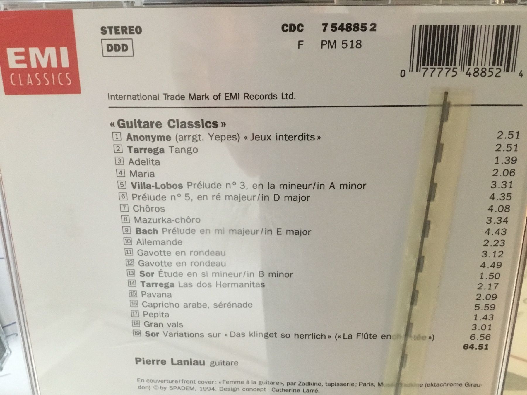 CD: Pierre Laniau - Guitare Classics - CD - – Usato da Thierachern venduto da sweden08 1