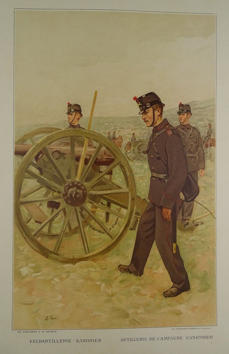 Grafica & Litografie: FELDARTILLERIE KANONIER, LITHO 1894 – Usato da Grüningen venduto da Kartensammler 1