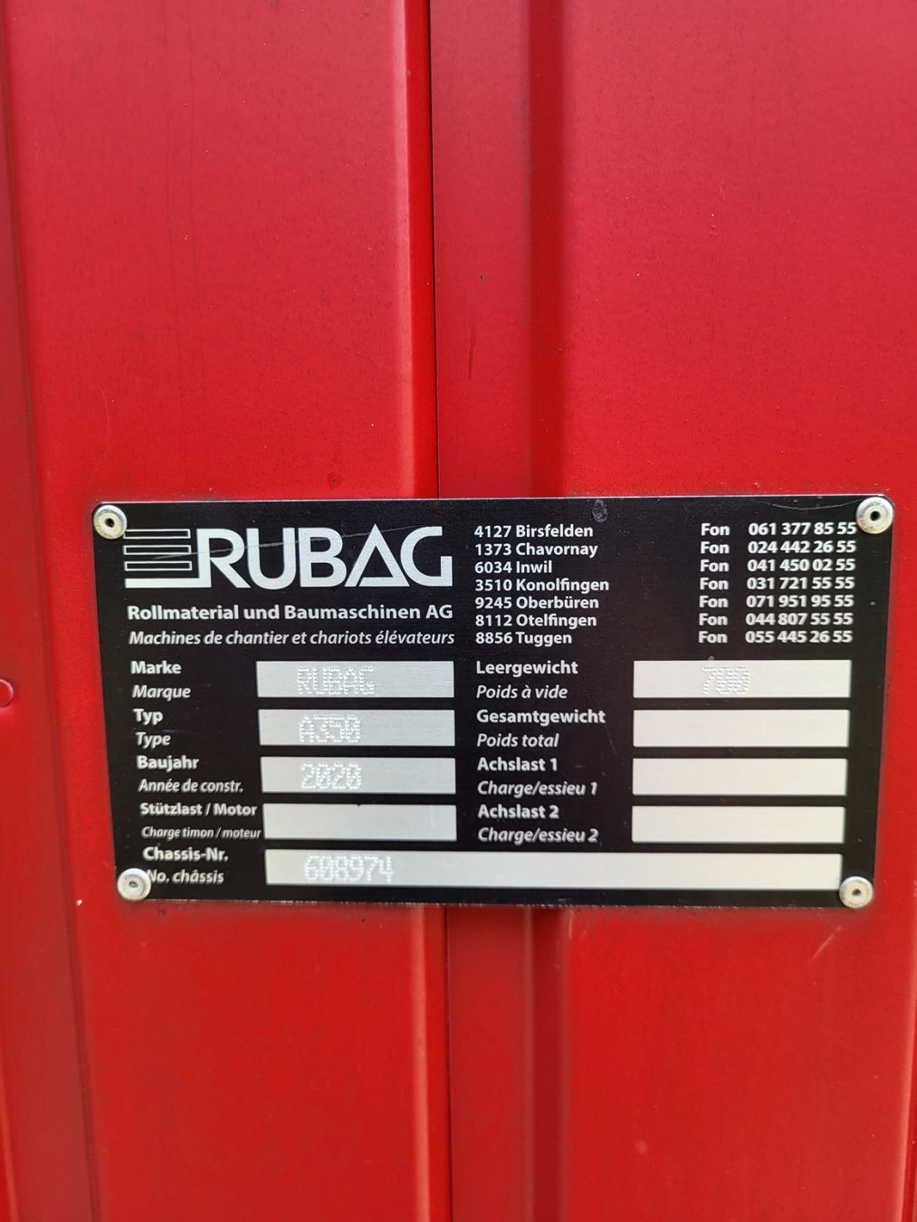 Rubag Rimorchi: Bauwagen RUBAG A350 – Usato da Hilfikon venduto da brgina 3