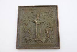 Antikes Bronze Relief Heilige 18./19.Jht