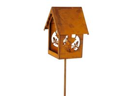 Vogelhaus am Stab 147cm Rosteisen 16x16.5x30cm stabil