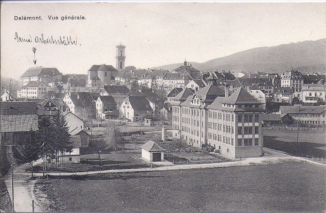 Cartoline postali: DELEMONT, vue générale – Usato da Les Verrières venduto da Scampi0