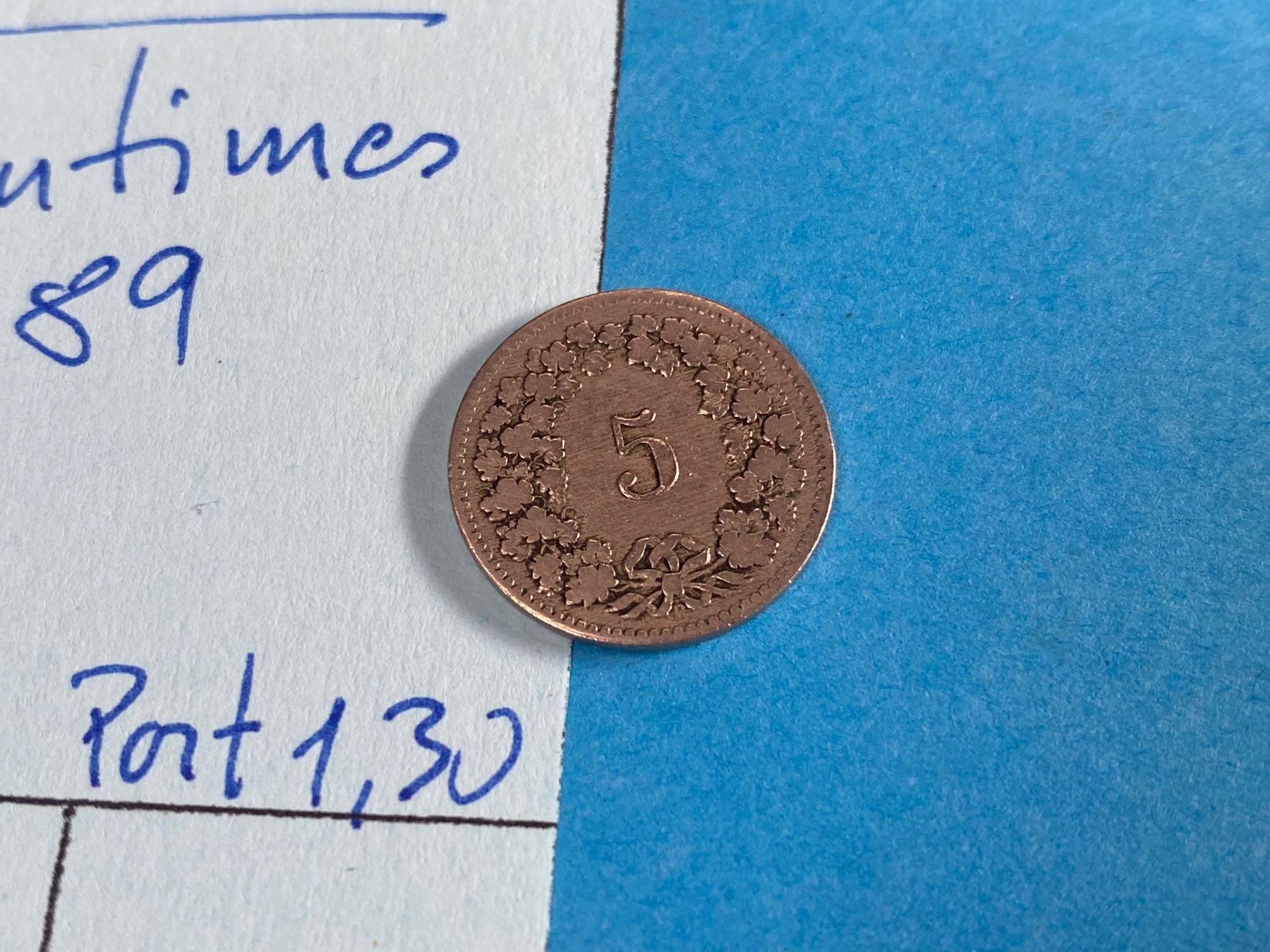 Tutti le monete: SUISSE : 5 CENTIMES 1889 – Usato da genève venduto da GEnumist 2