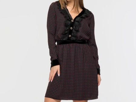 The Kooples Kleid mit Punkten Gr. S schwarz rot Spitze
