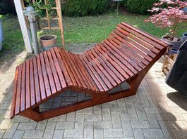 Outdoorliege für 2 Personen, 2-fach Teak lasiert