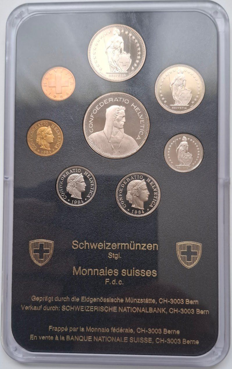 Alle Münzen: SET de monnaie suisse de 1984 non circulé FDC – Neu und originalverpackt aus Fribourg von Kiki020 1