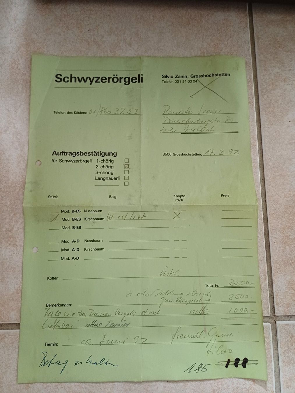 Strumenti musicali: Schwyzerörgeli B-ES Kirschbaum /rot 2-chörig/1992 Versand ja – Usato da Teufen ZH venduto da StanTeufen 9