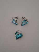Orecchini e ciondolo collana con cuore, in argento NUOVI
