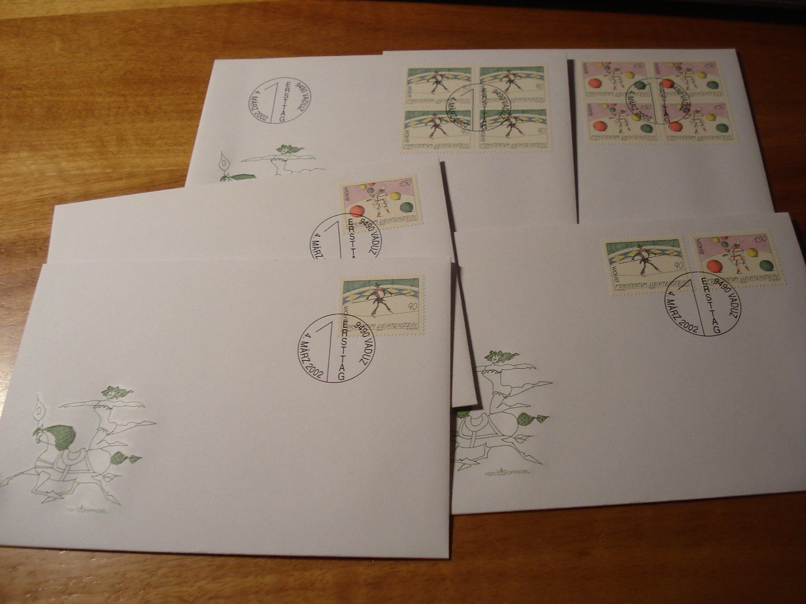Alle Briefmarken: Liechtenstein 2002, Circus, FDC Satz, Einzel + 4erb – Gebraucht aus Niederwil AG von morostahu 1