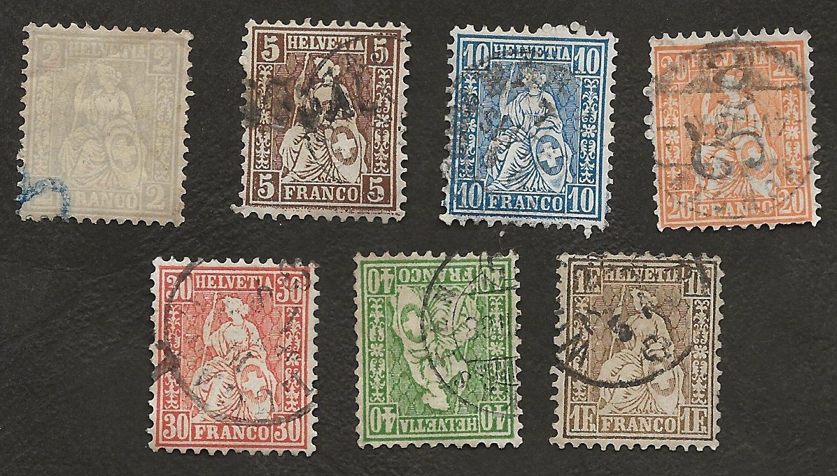 Alle Briefmarken: Schweiz sitzende Helvetia gestempelt – Gebraucht aus Au ZH von xelagreb01