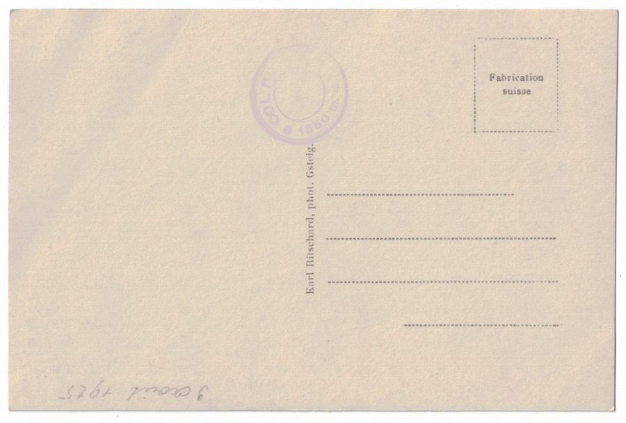 Cartoline postali: Col du Pillon, datée 1925 – Usato da Frauenfeld venduto da POML 1