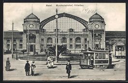 Basel, Bundesbahnhof, Mittelbau und Stra