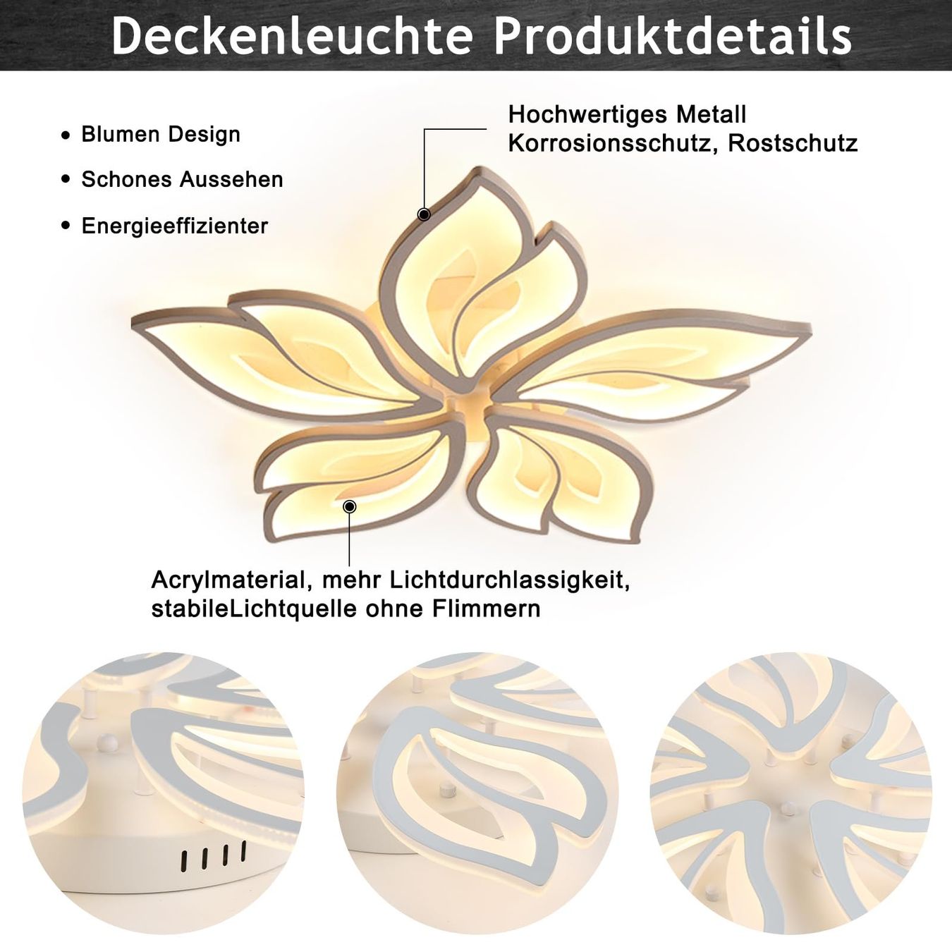 Lampadari & plafoniere: LED Deckenleuchte Deckenlampe dimmbar App Fernbedienung – Nuovo e nell'imballaggio originale da Basel venduto da EchoPeak 3