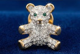 Swarovski Vintage Anstecknadel / Brosche Teddy – Vergoldet