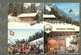 AK sw Lenk BE Berghaus Wallegg,4- Bild,Mülkerblatten ≈ 1976
