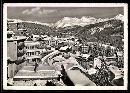 AK Arosa, Dorf im Winter aus der Vogelschau