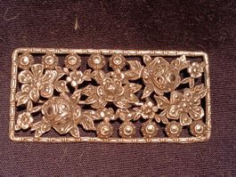 Jugendstil florale Silberbrosche mit Markasit