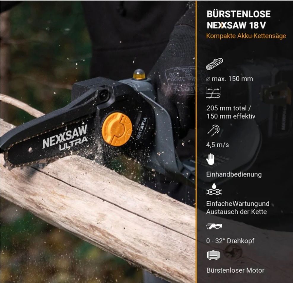 Seghe: 18 Volt  Einhand Akku-Kettensäge /  Brushless 7'' – Nuovo e nell'imballaggio originale da Solothurn venduto da Bulldog 8