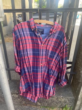 Springfield Hemd – Gr. XL, Linen Cotton, rot/blau kariert