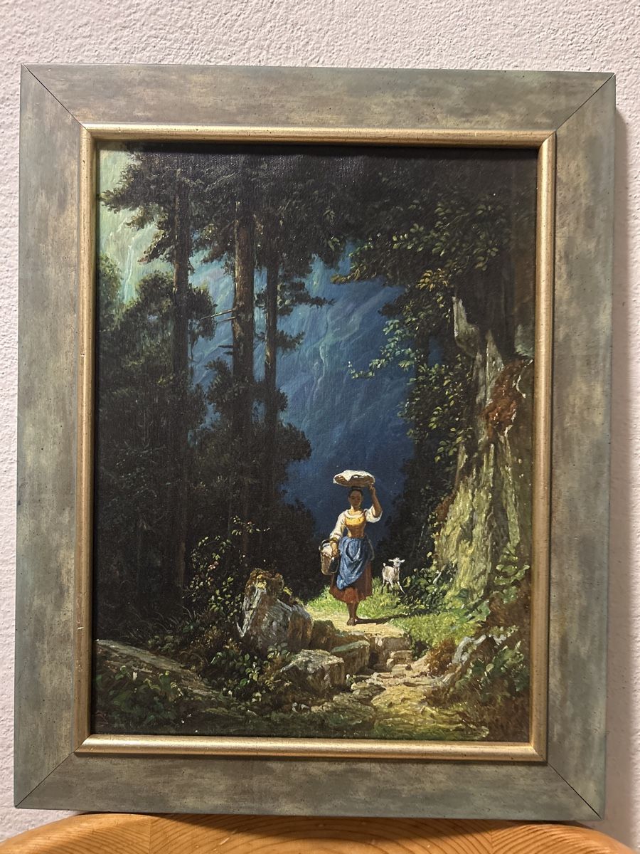 Dipinti: Carl Spitzweg Gemälde, "Mädchen mit Ziege", gerahmt! Druck – Usato da Glarus venduto da KunstWerkEr-LS87
