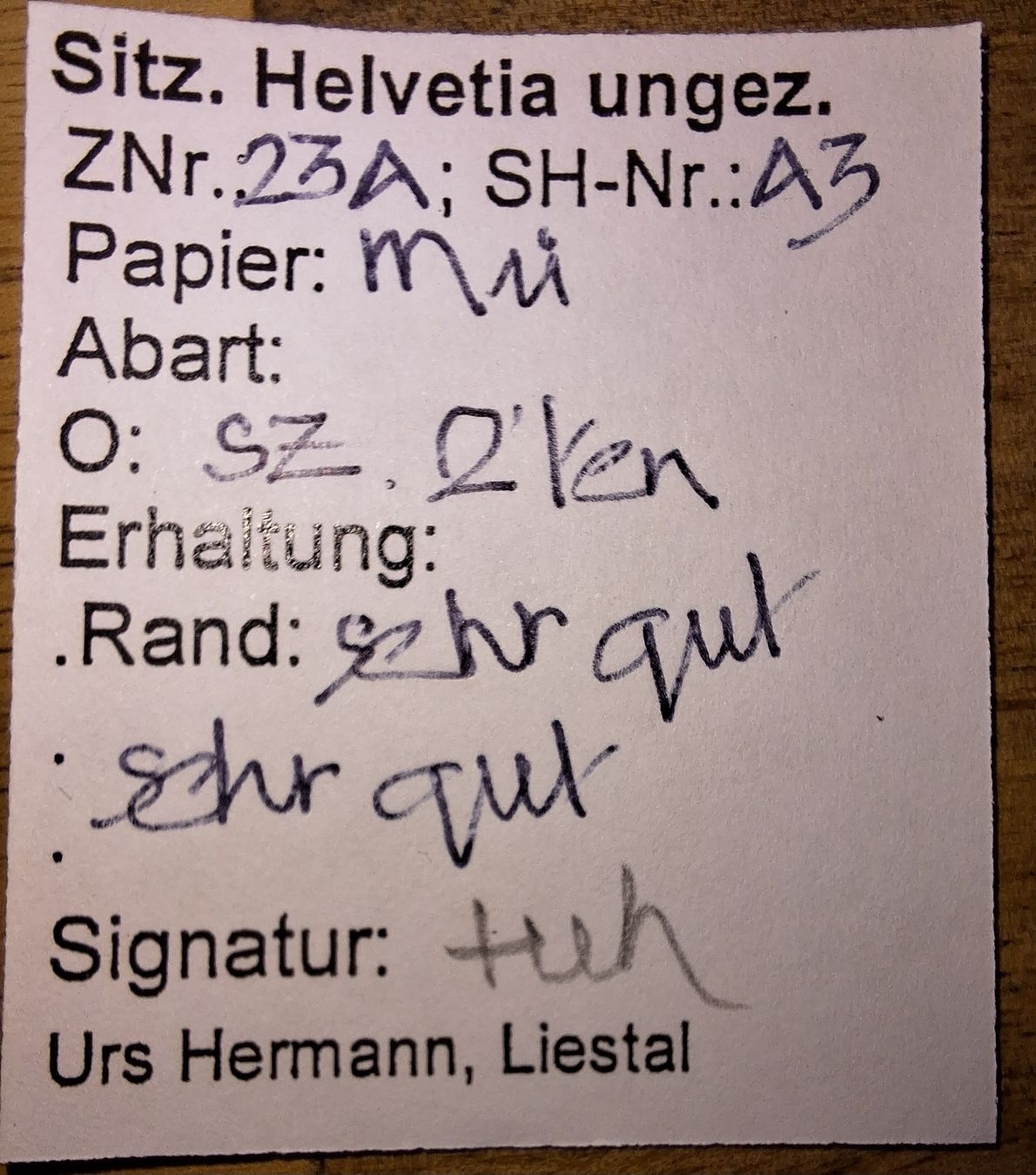 Tutti i francobolli: Strubel 23A3 mit Befund Kat. 110.- – Usato da Balgach venduto da SIMEON27 2