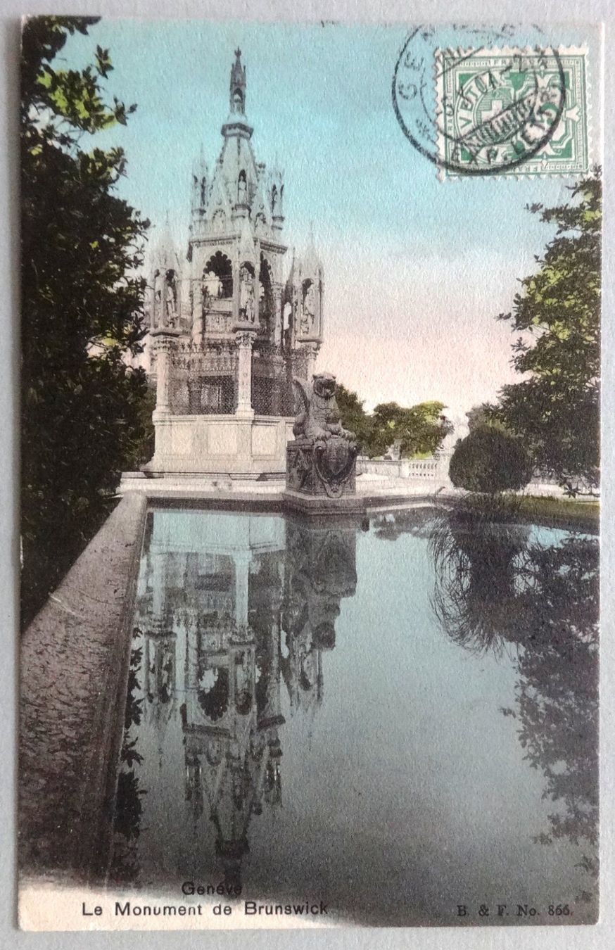 Cartoline postali: Genève - Le Monument de Brunswick – Usato da Fétigny venduto da Billy2miny