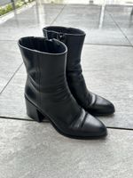 Black Leather Ankle Boots, Size 36