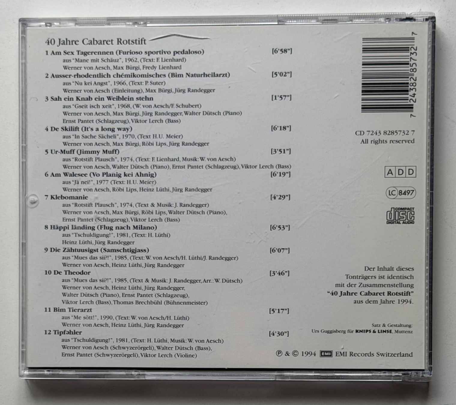 CD: Cabaret Rotstift / 40 Jahre Cabaret Rotstift – Usato da Näfels venduto da rottabi 1