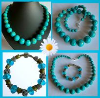 SET KETTE HOWLITH UND ARMBAND MIT BEADS SWAROVSKY STYLE