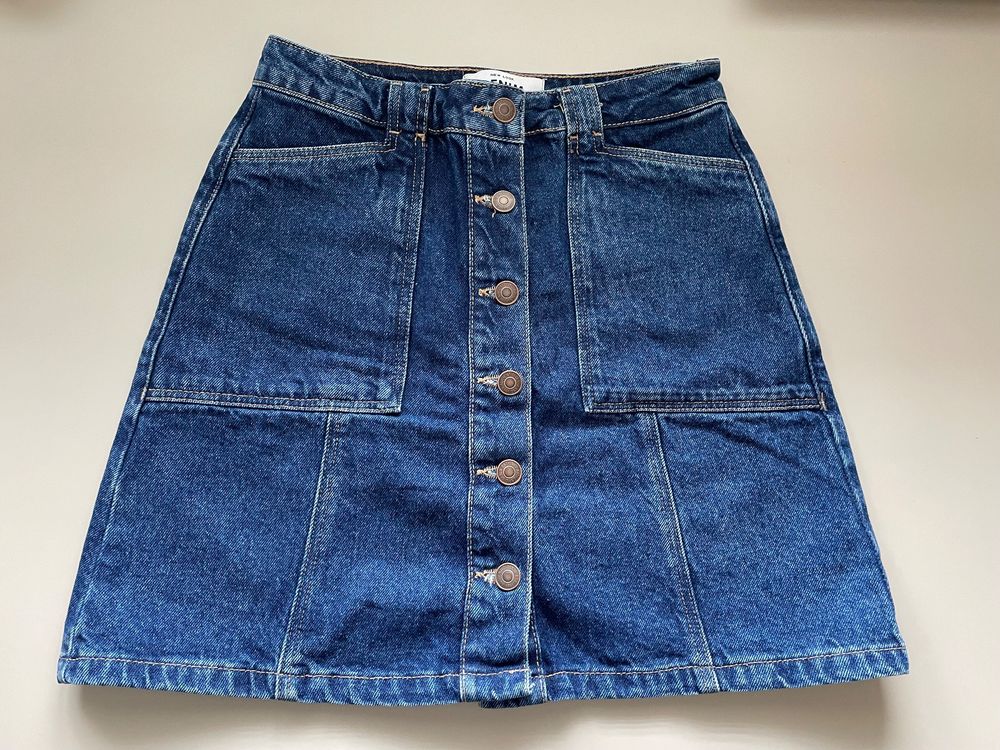 Jupe En Jean Esprit Taille 8 (équivalent 6) - Noire, Mini, Coupe Droite, Occasion TB état