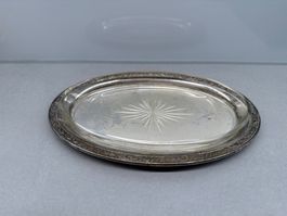 Schicke Vintage Servierplatte mit Glasaufsatz, oval