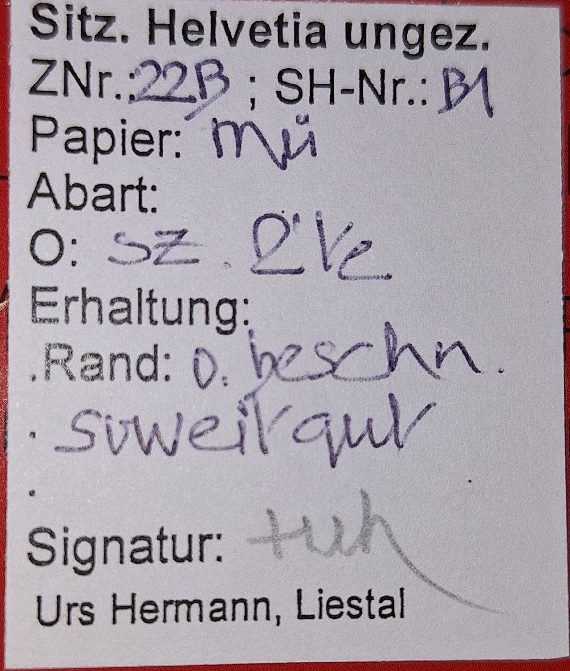 Tutti i francobolli: Strubel 22B mit Befund Kat. 260.- – Usato da Balgach venduto da SIMEON27 2