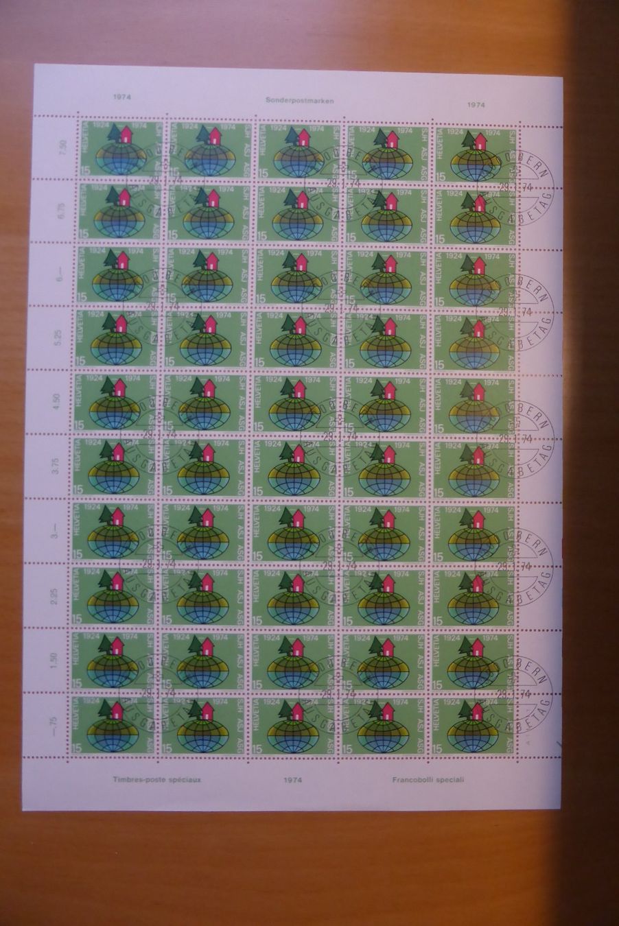 Tutti i francobolli: CH - Briefmarkenbogen - CH - SJH 29.01.1974 – Nuovo (secondo la descrizione) da Brunnadern venduto da lesezirkel