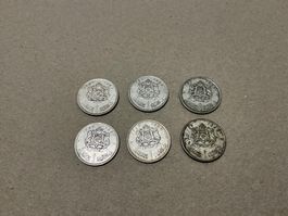 6 x 1 Dirham Marokko Silber 1960