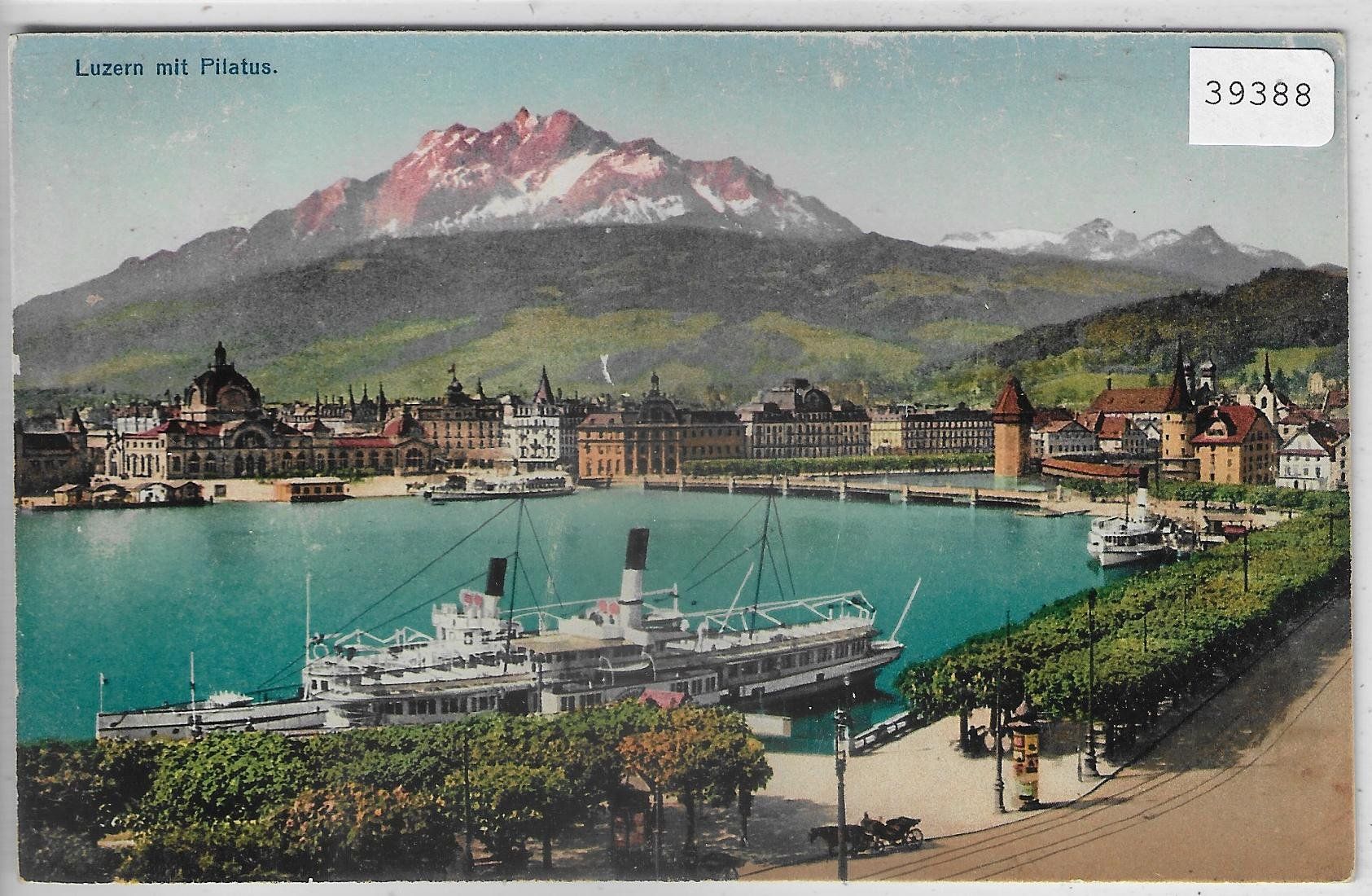 Cartoline postali: Luzern mit Pilatus und Dampfer - Litho – Usato da Ettingen venduto da Kartenplanet