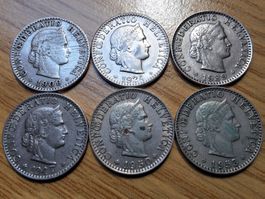 Lot 20 Rappen 1909/53 - Lot 6 Stück!