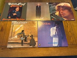 5 LPs Chanson Francaise 70er Piaf, Dassin, Sardou, Hallyday