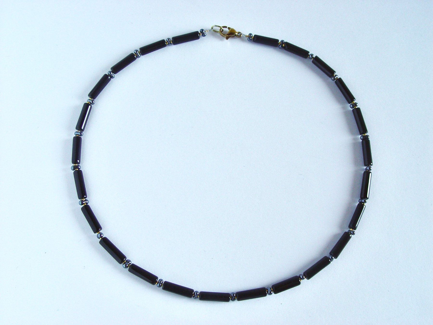 Ketten: Kette aus Onyx Stabperlen – Neu (gemäss Beschreibung) aus Henggart von gernli 1