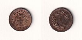 Schweiz 1 Rappen 1920 kaum gebraucht - seltener Jahrgang!