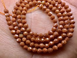 Goldfluss-Strang facettiert Gold-Glitzereffekt 3 mm  38 cm