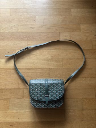 Goyard crossbody bag green leather canvas good condition