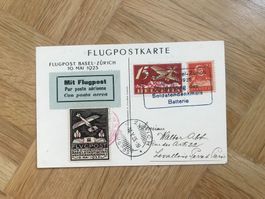 1925 Flugpostkarte Wehrmannsdenkmal Basel