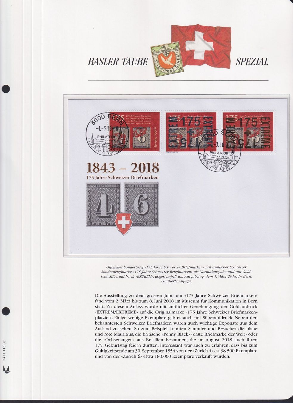 Tutti i francobolli: 2018, EXTREM BERN, FDC mit GOLD & SILBER +Normal - Aufdruck! – Usato da Sursee venduto da Luzernerraute 1