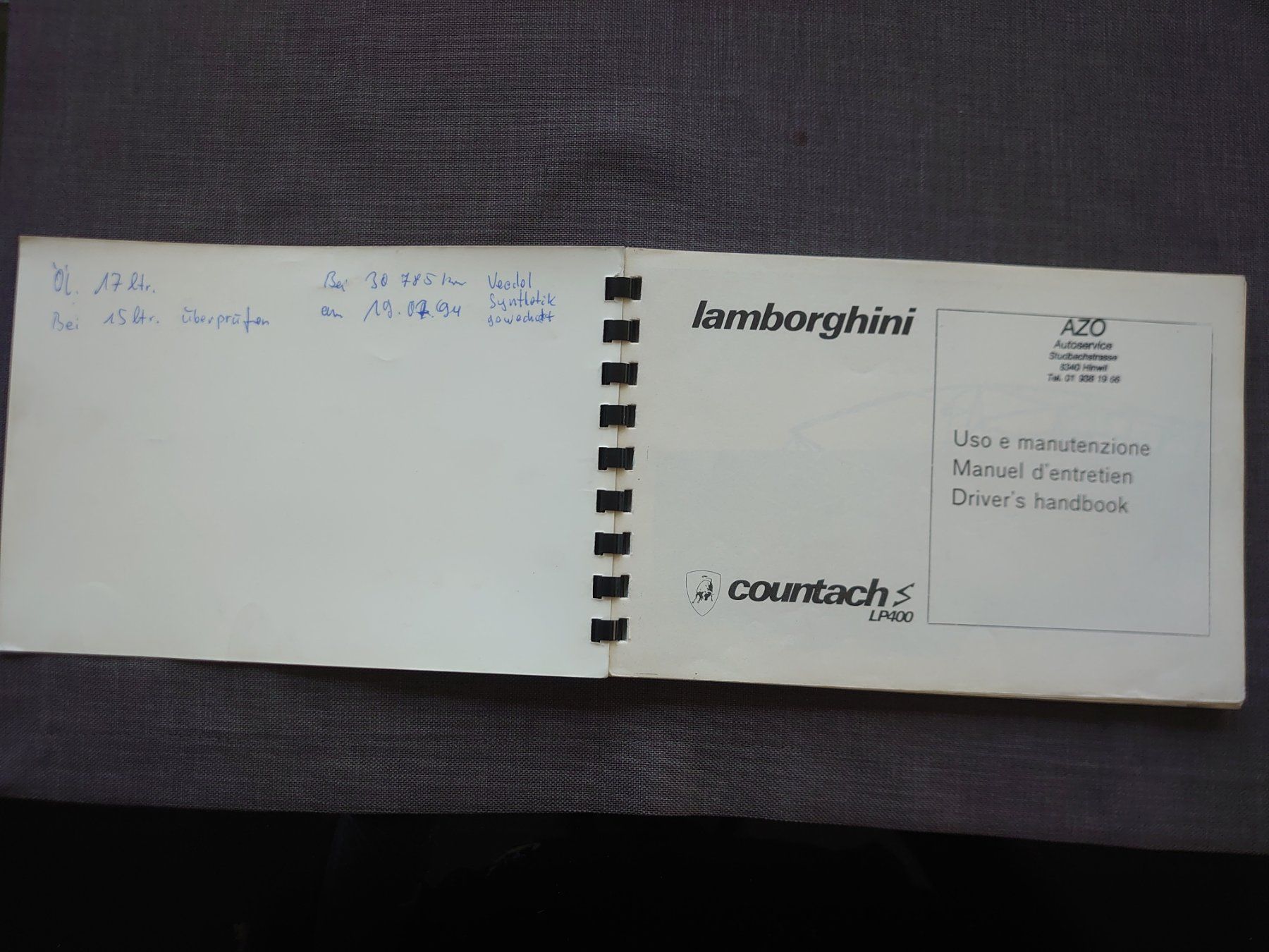 Libri: Lamborghini Countach S LP400 Drivers Handbook – Usato da Hallwil venduto da mike16 1