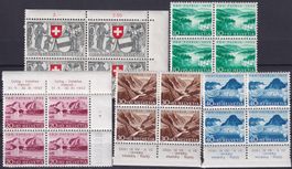 1952, B56-B60 ** postfrische Viererblöcke mit TABS, Kat 70.-