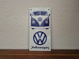 Emailschild Bus Bulli VW Volkswagen Logo Emaille Schild Deko