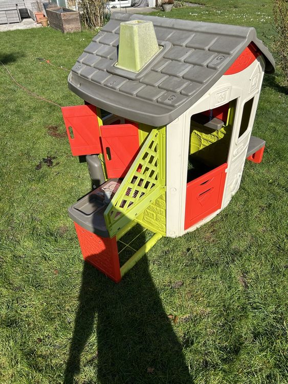 Smoby Spielhaus mit Küche Klingel Zaun Regenbehälter Boden Kaufen auf