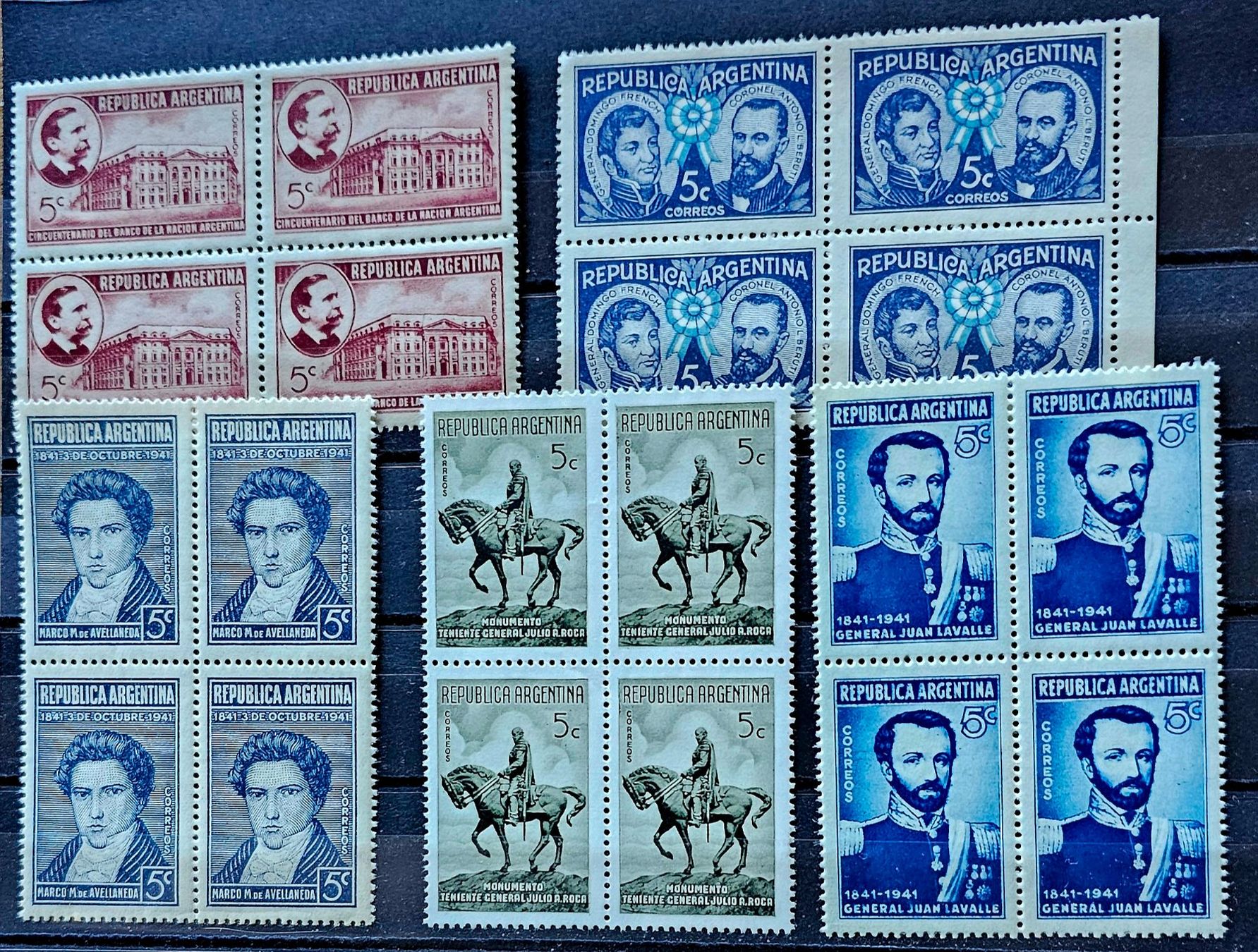 Alle Briefmarken: ARGENTINIEN ARGENTINA 4er-Bl.** 1941 – Neu (gemäss Beschreibung) aus Les Valettes von Nuba1
